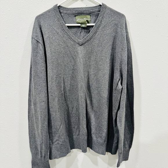 Eddie Bauer Other - Vintage Eddie Bauer XXL Mens Gray V-Neck Cotton Cashmere Blend Pullover Soft 90s